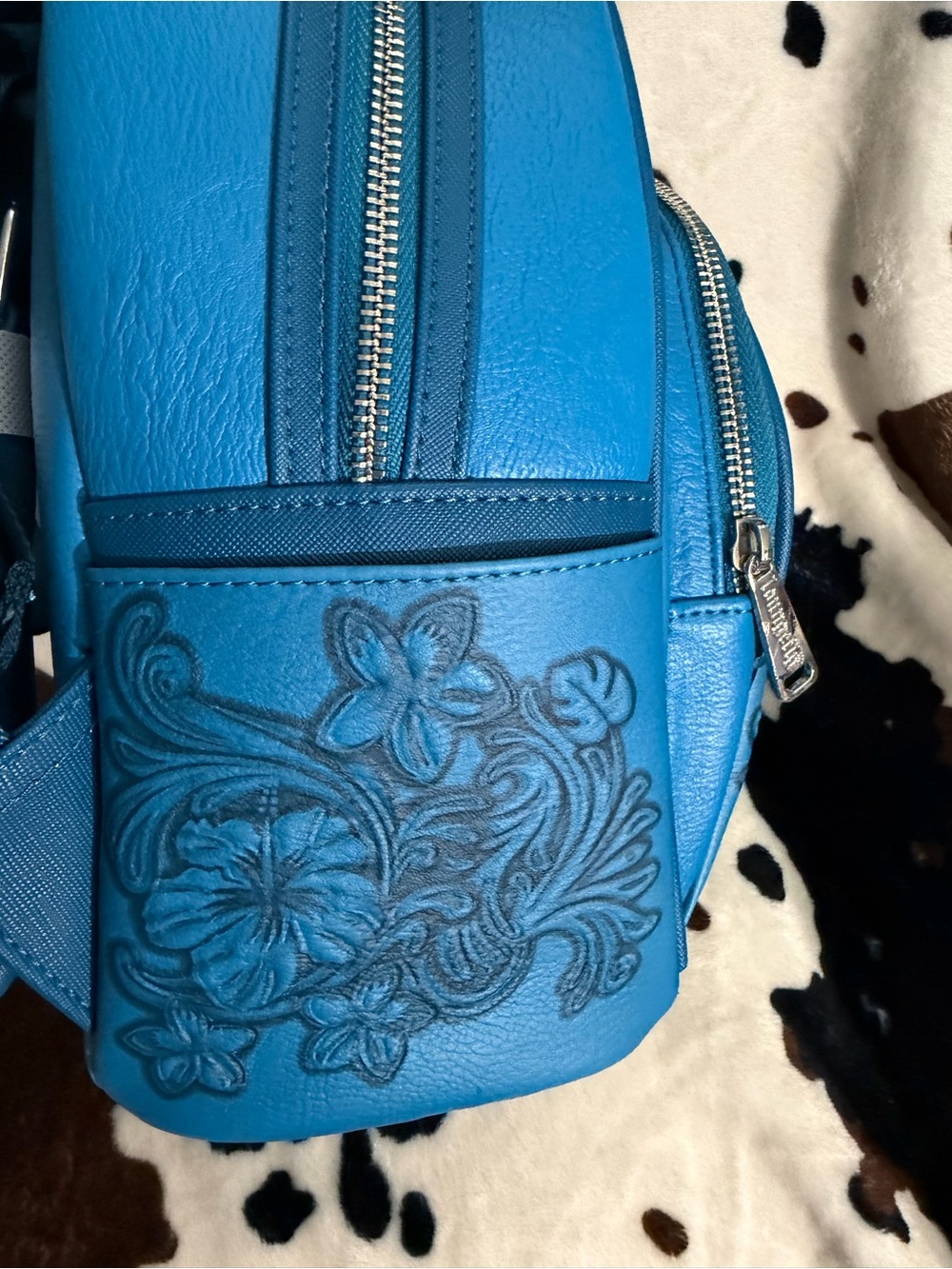 Loungefly Blue Embossed Stitch Mini Backpack - Picture 3 of 5